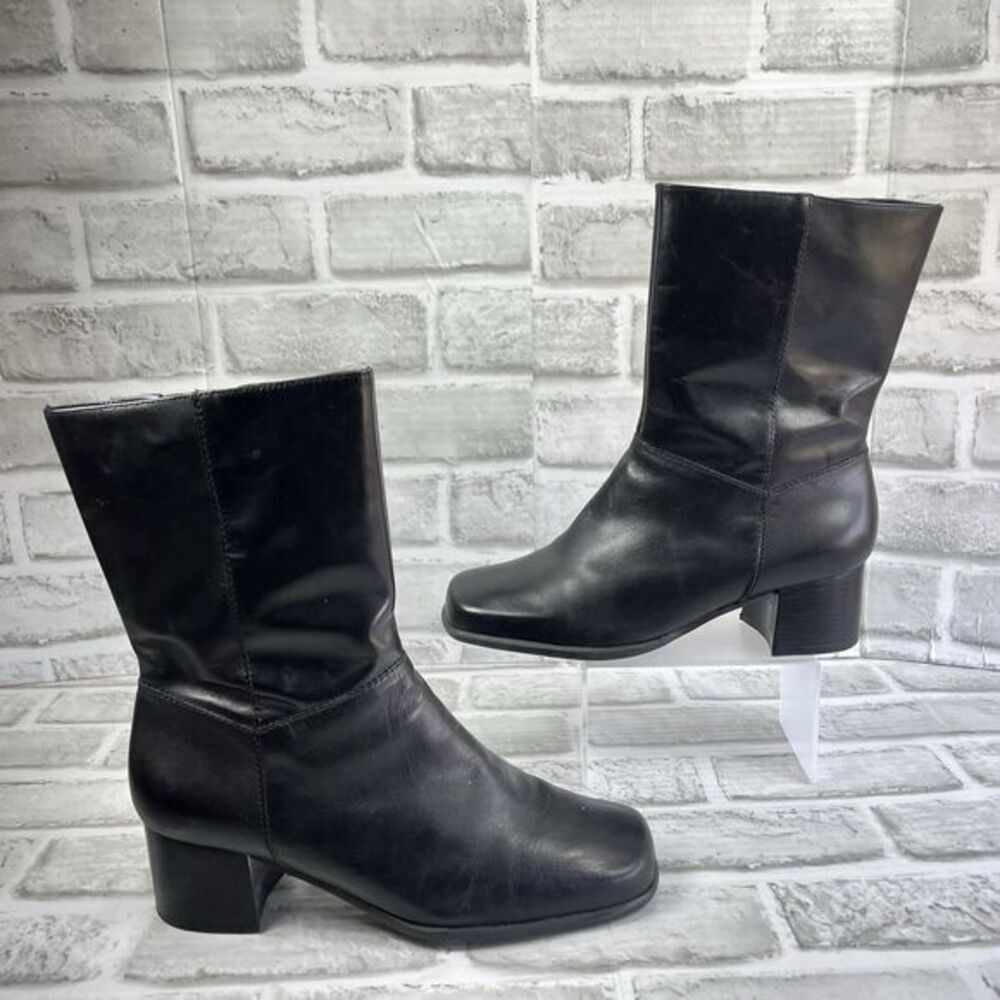 Easy Spirit Glorielas Women's Size 7 Black Leather Mid Calf Vintage Booties